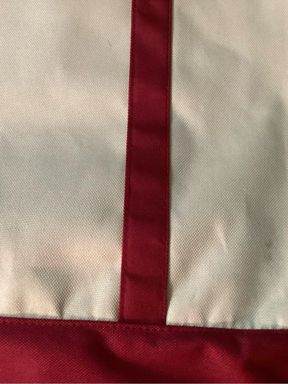 Canvas Tote Bag with red trim , Pink Accent removable heart  and Brown Handles